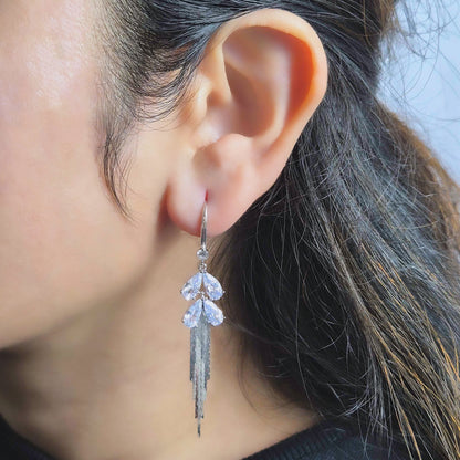 Crystal Feather Drop Earrings