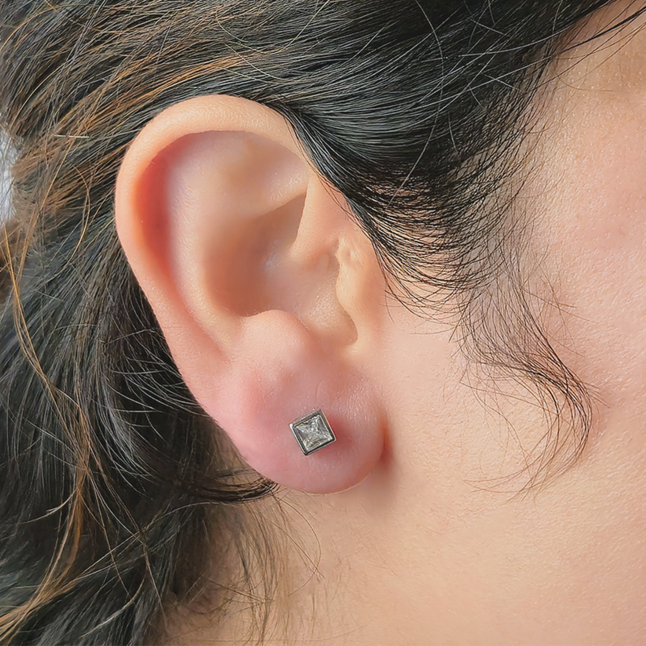 Minimalist White Stone Stud Earrings