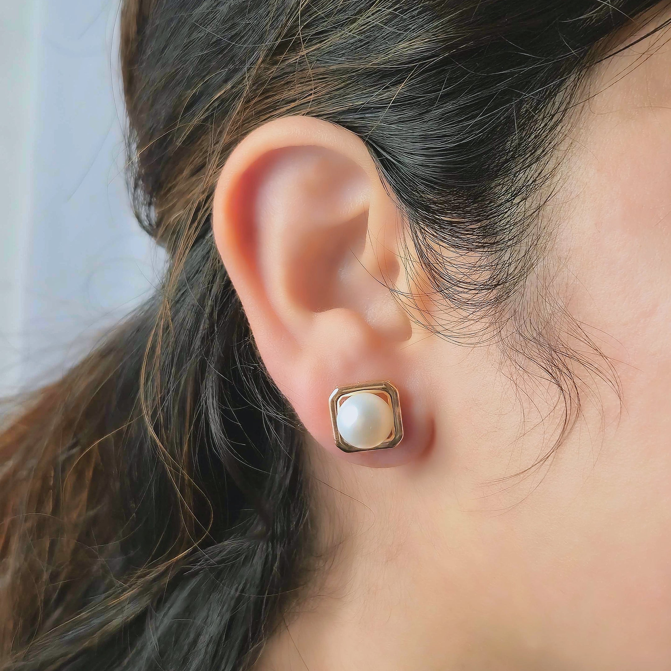 Pearl Cube Earrings
