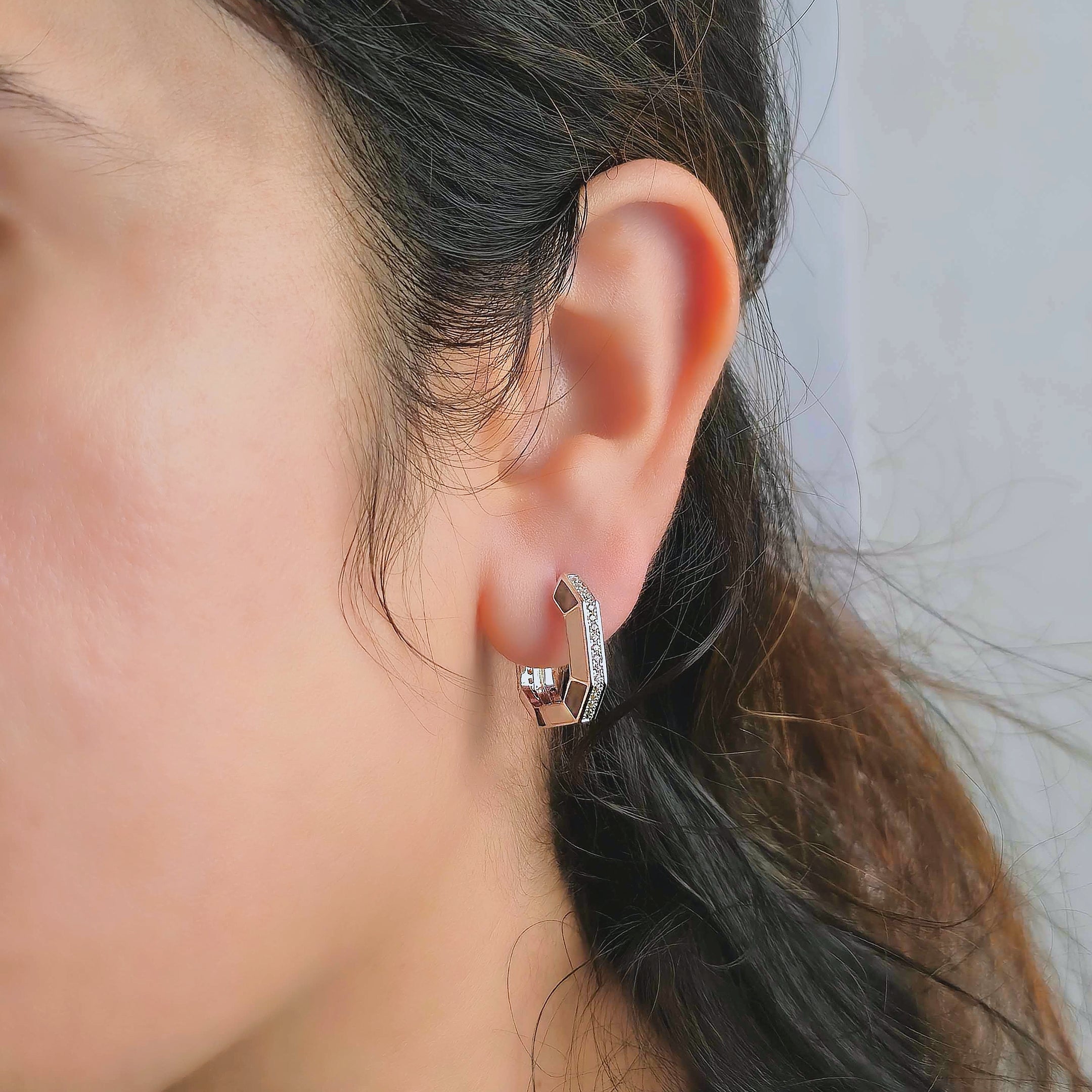 Enamel Octagon Hoop Earrings