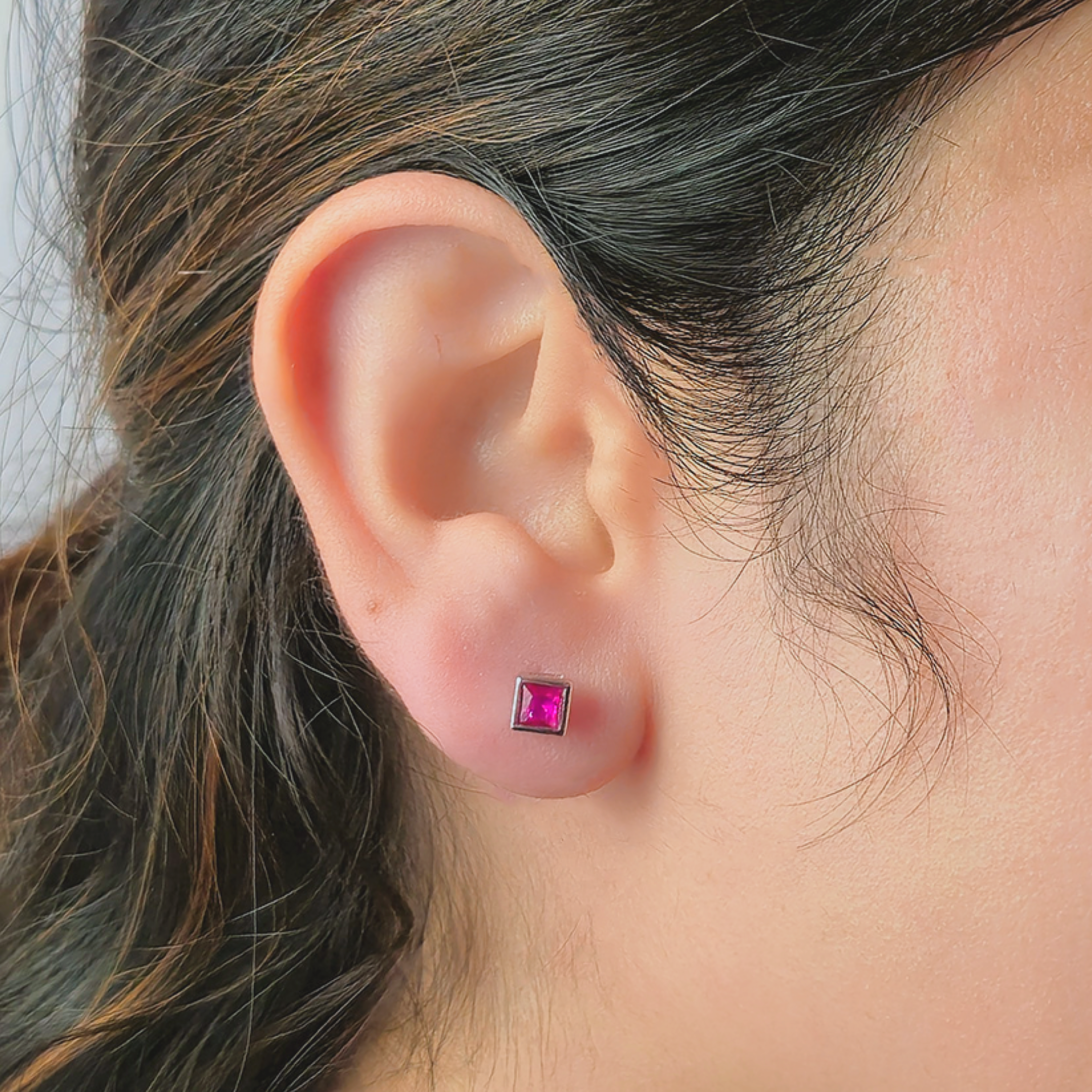 Minimalist Pink Stone Stud Earrings