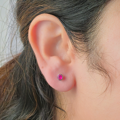 Minimalist Pink Stone Stud Earrings