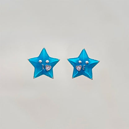 Star Enamel Pendent With Earrings