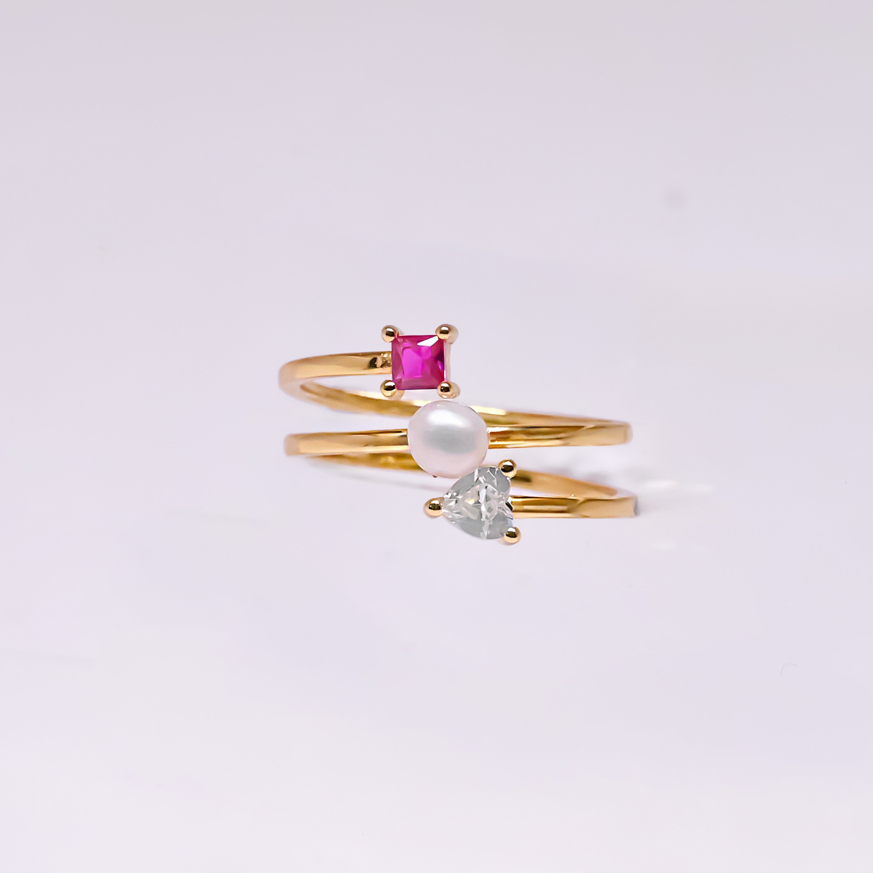 Sweetheart Pearl Stack Ring