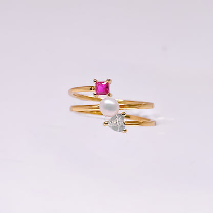 Sweetheart Pearl Stack Ring