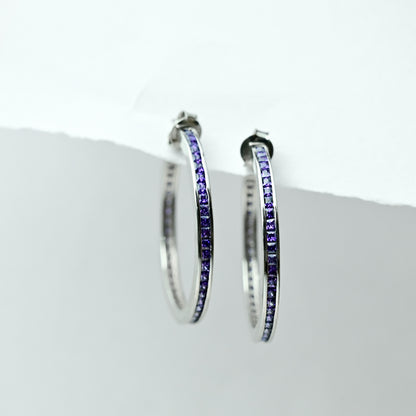 Violet Stone Hoop Earrings