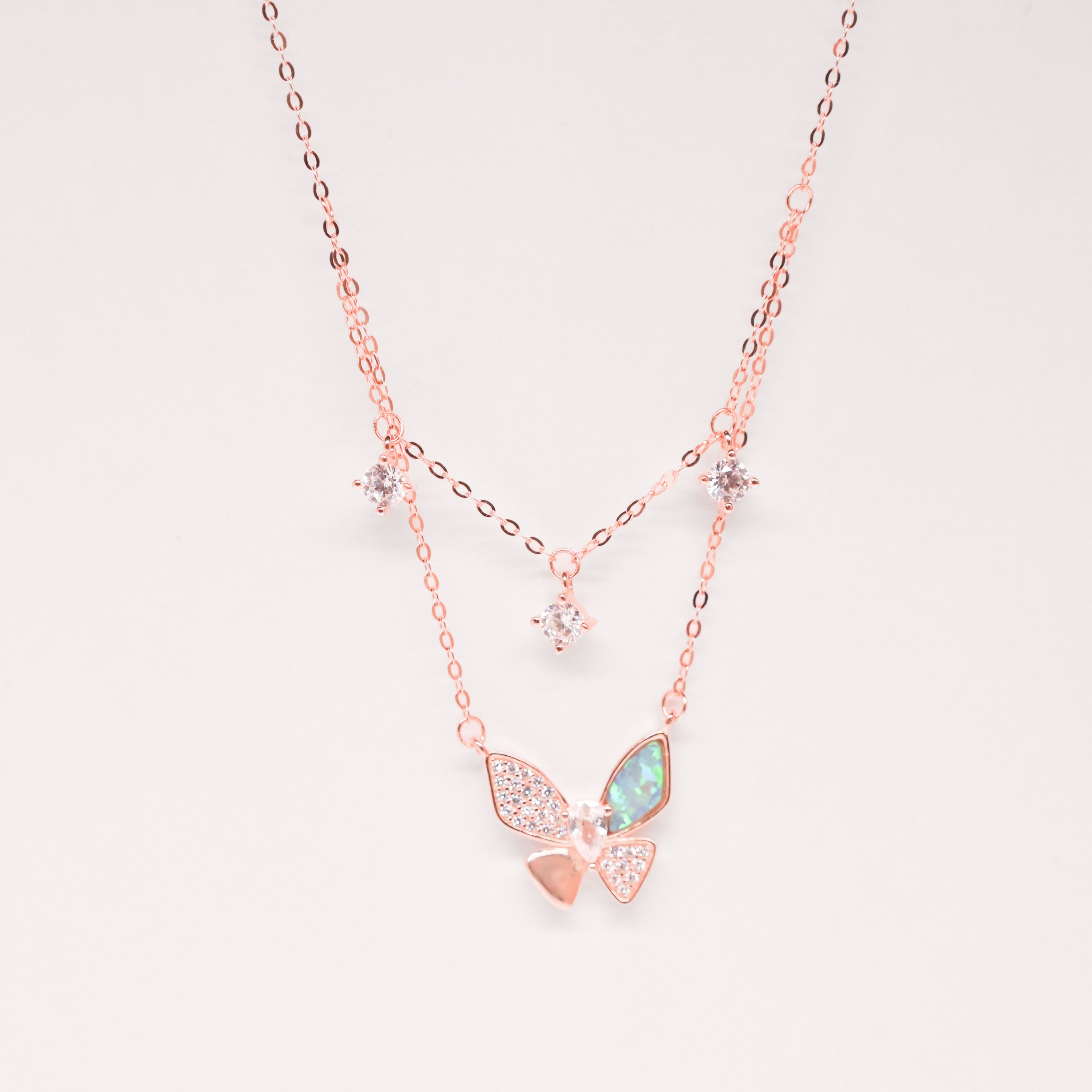 Garden Butterfly Necklace - Rose Gold Plated