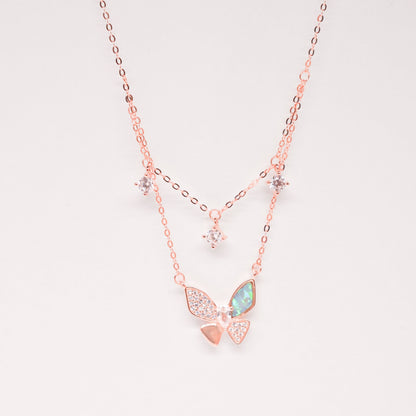 Garden Butterfly Necklace - Rose Gold Plated
