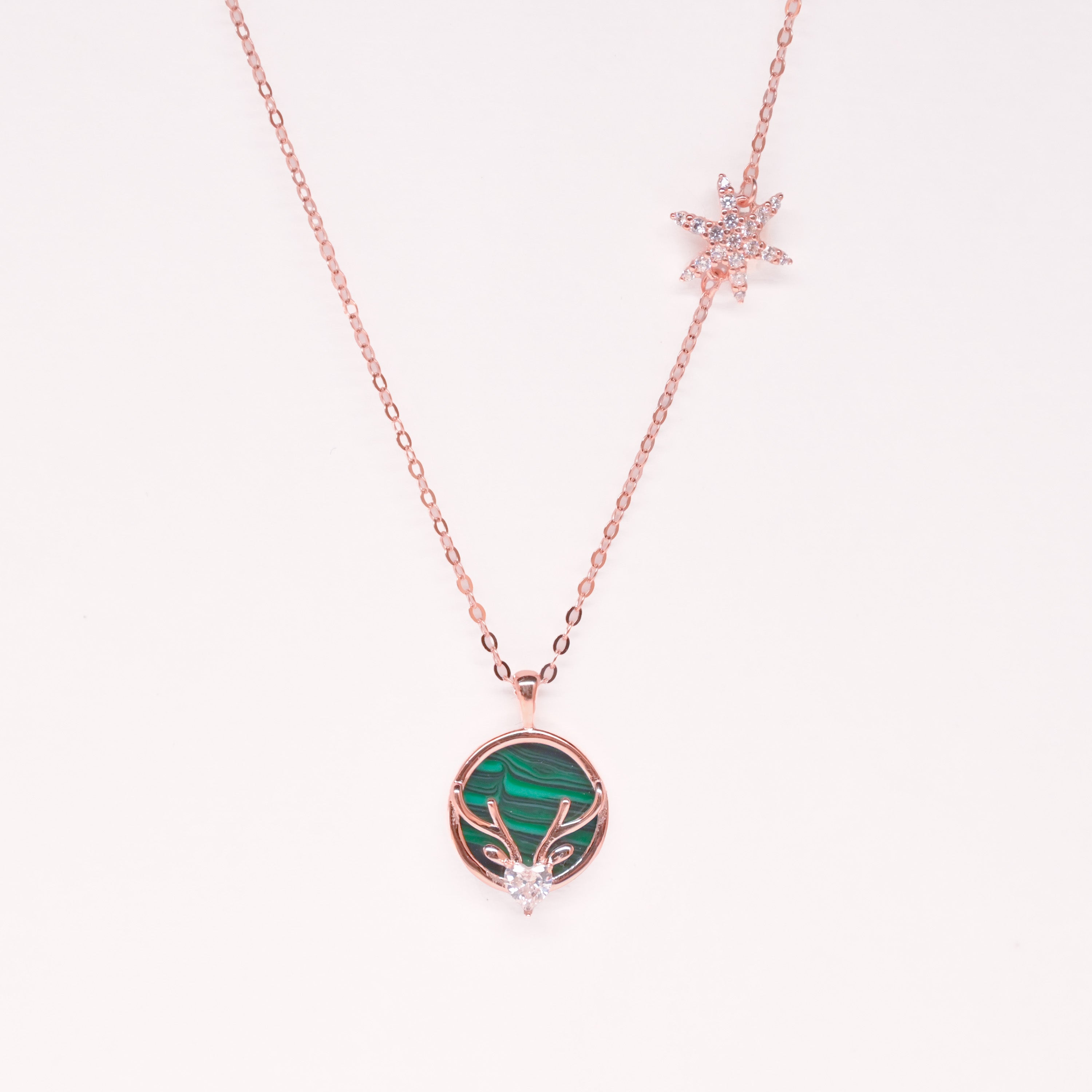Midnight Deer Charm Necklace - Rose Gold Plated
