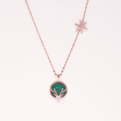 Midnight Deer Charm Necklace - Rose Gold Plated