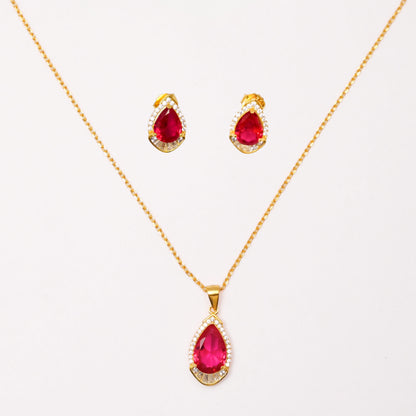 Red Majesty Pendant With Earrings