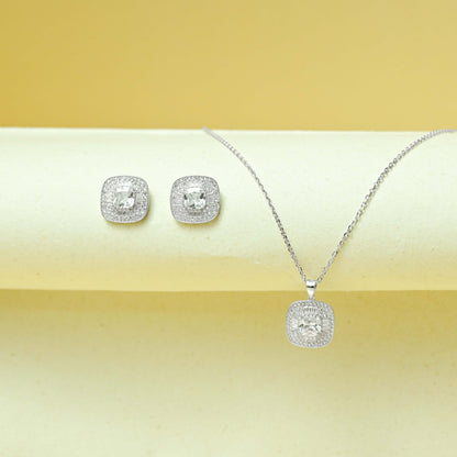 Brilliance Square Set Pendant With Earrings