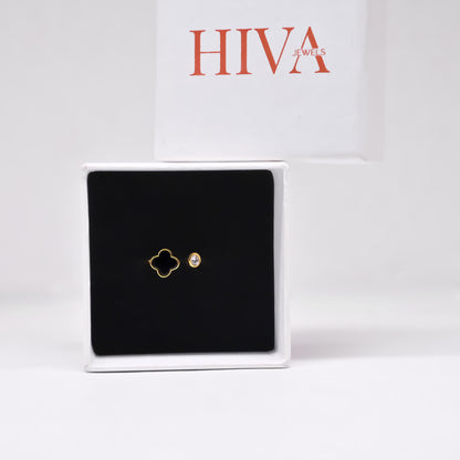 Black Petal Glow Ring - Gold Plated