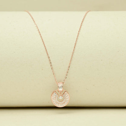 Round Charm Necklace - Rose Gold Plated