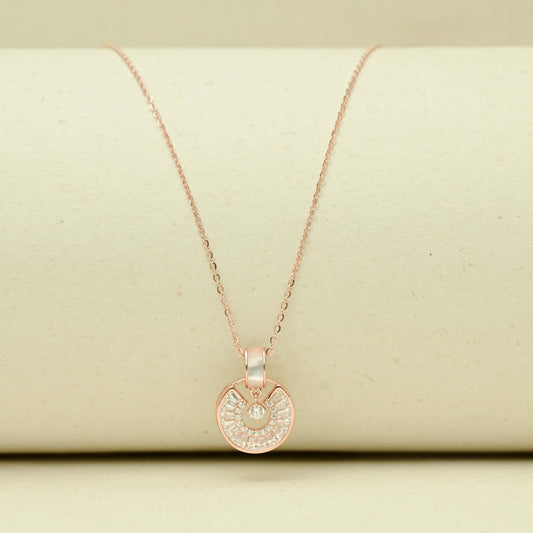 Round Charm Necklace - Rose Gold Plated