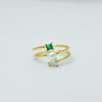 Sweetheart Pearl Stack Ring