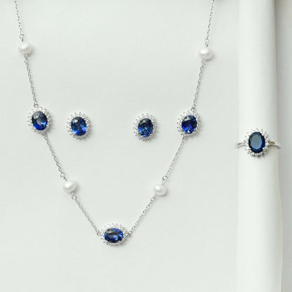 Royal Pearl Necklace With Earrings & Ring