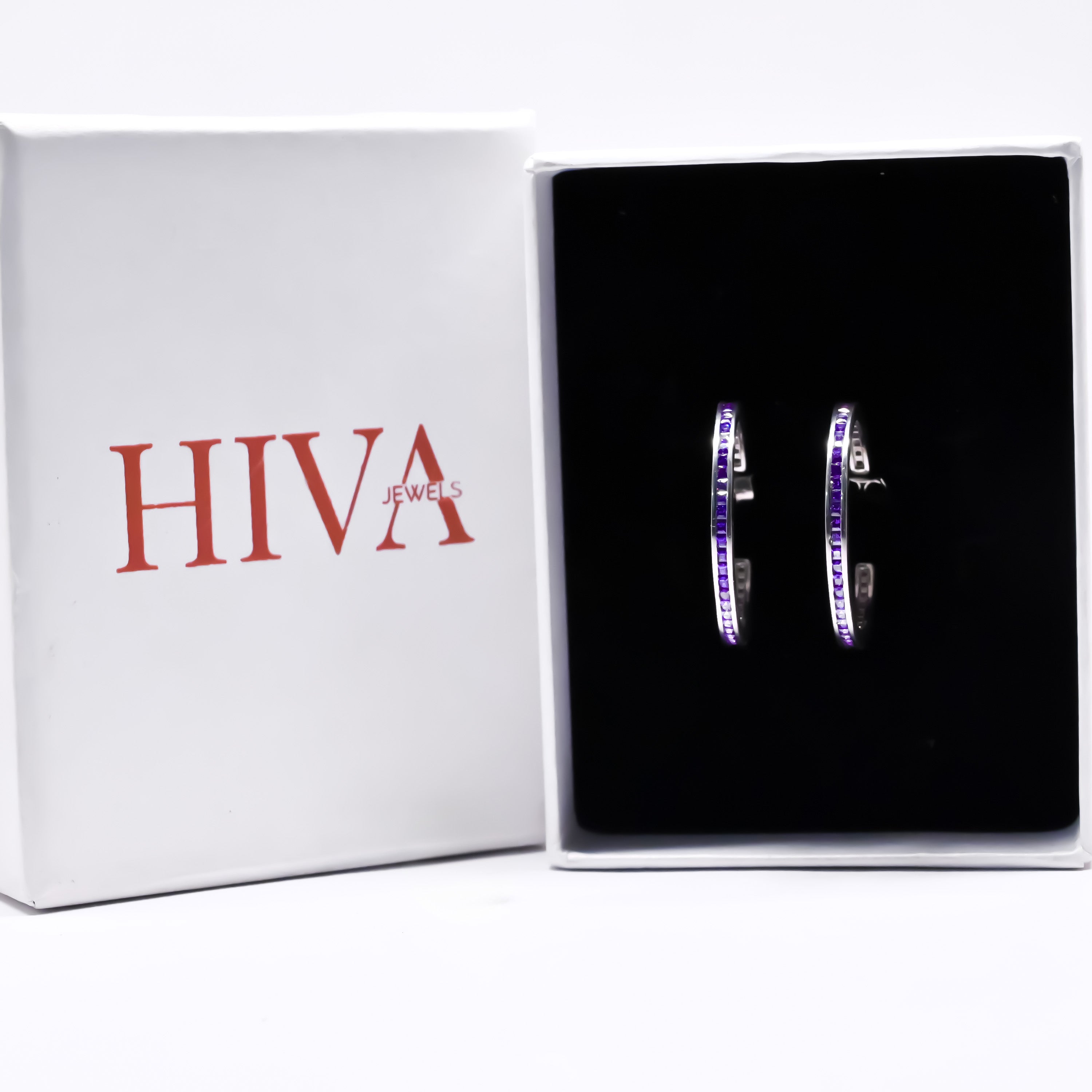 Violet Stone Hoop Earrings