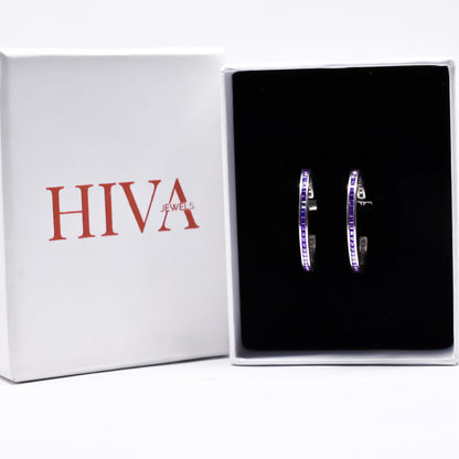 Violet Stone Hoop Earrings