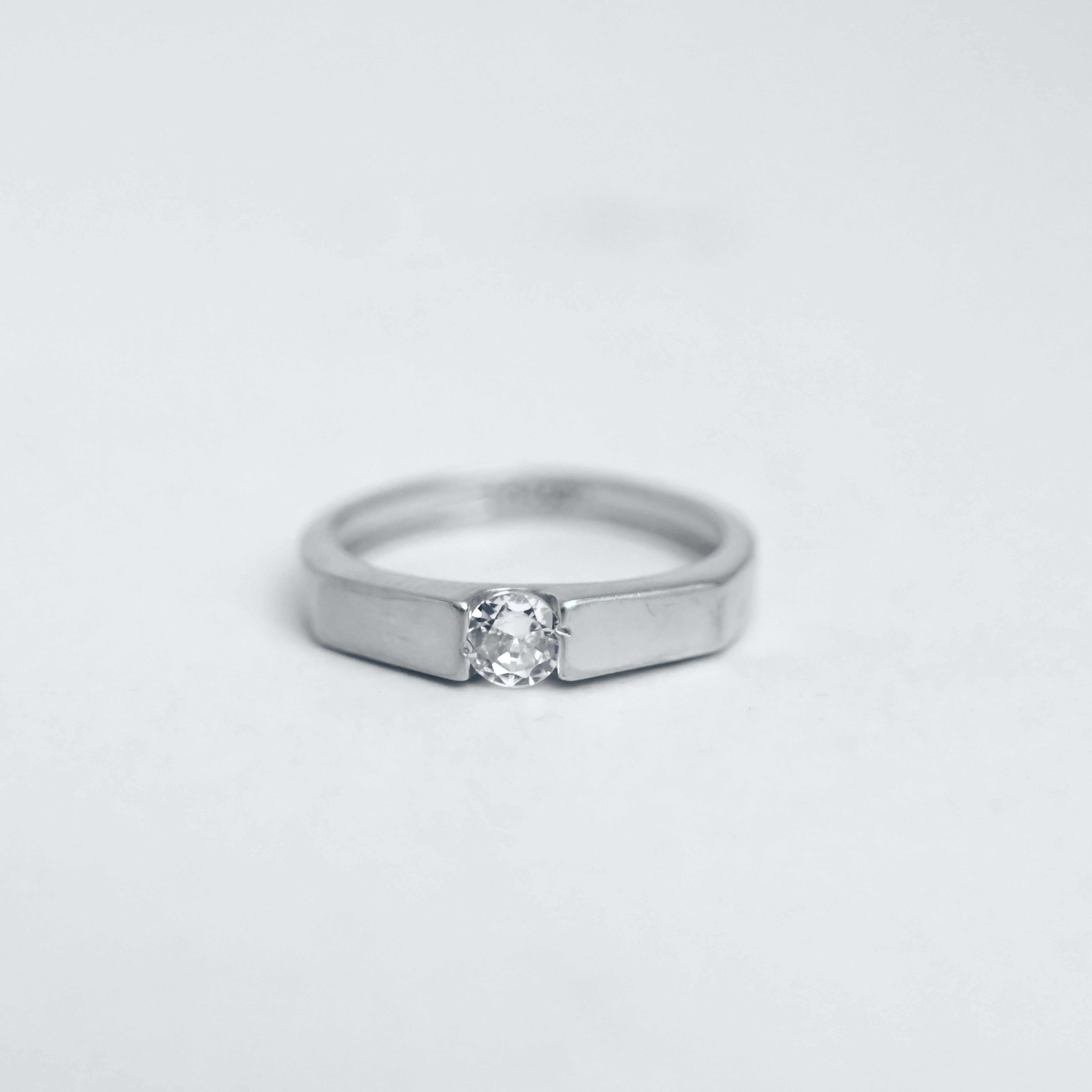 Flat Band Solitaire Ring