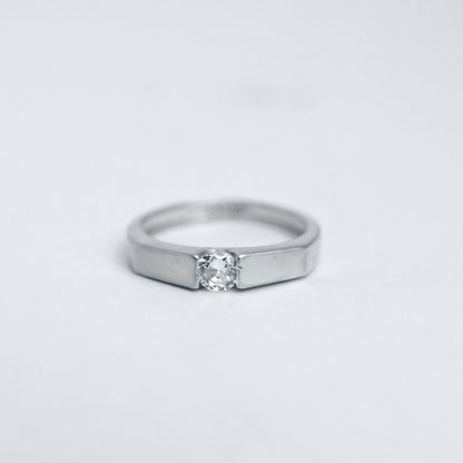 Flat Band Solitaire Ring