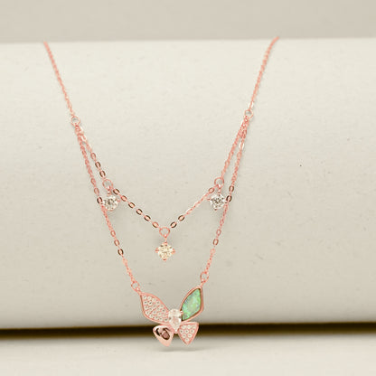 Garden Butterfly Necklace - Rose Gold Plated