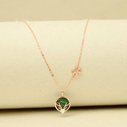 Midnight Deer Charm Necklace - Rose Gold Plated