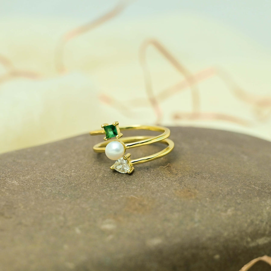 Sweetheart Pearl Stack Ring