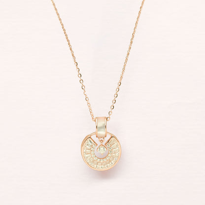 Round Charm Necklace - Rose Gold Plated