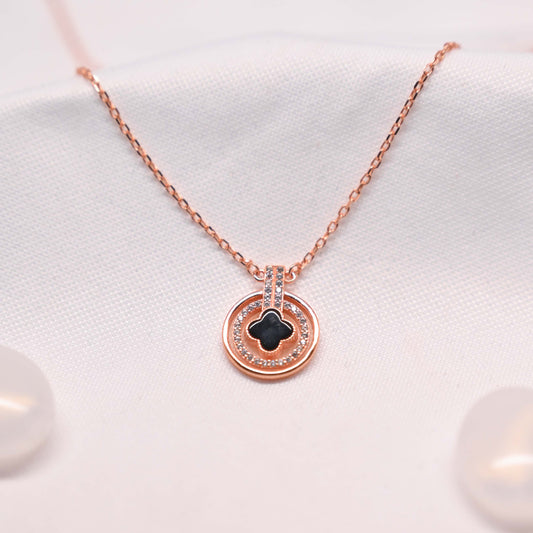 Black Clover Necklace - Rose Gold Plated