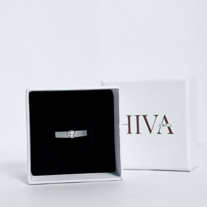 Flat Band Solitaire Ring