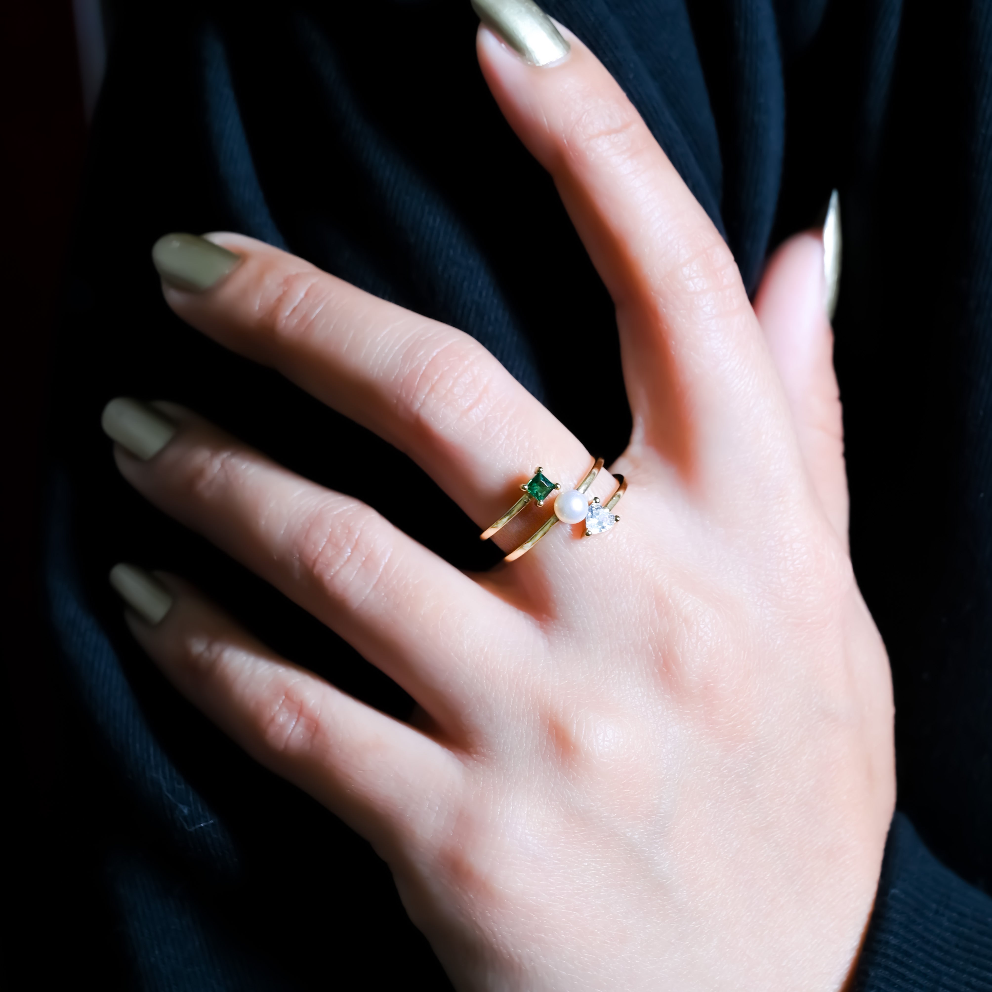 Sweetheart Pearl Stack Ring