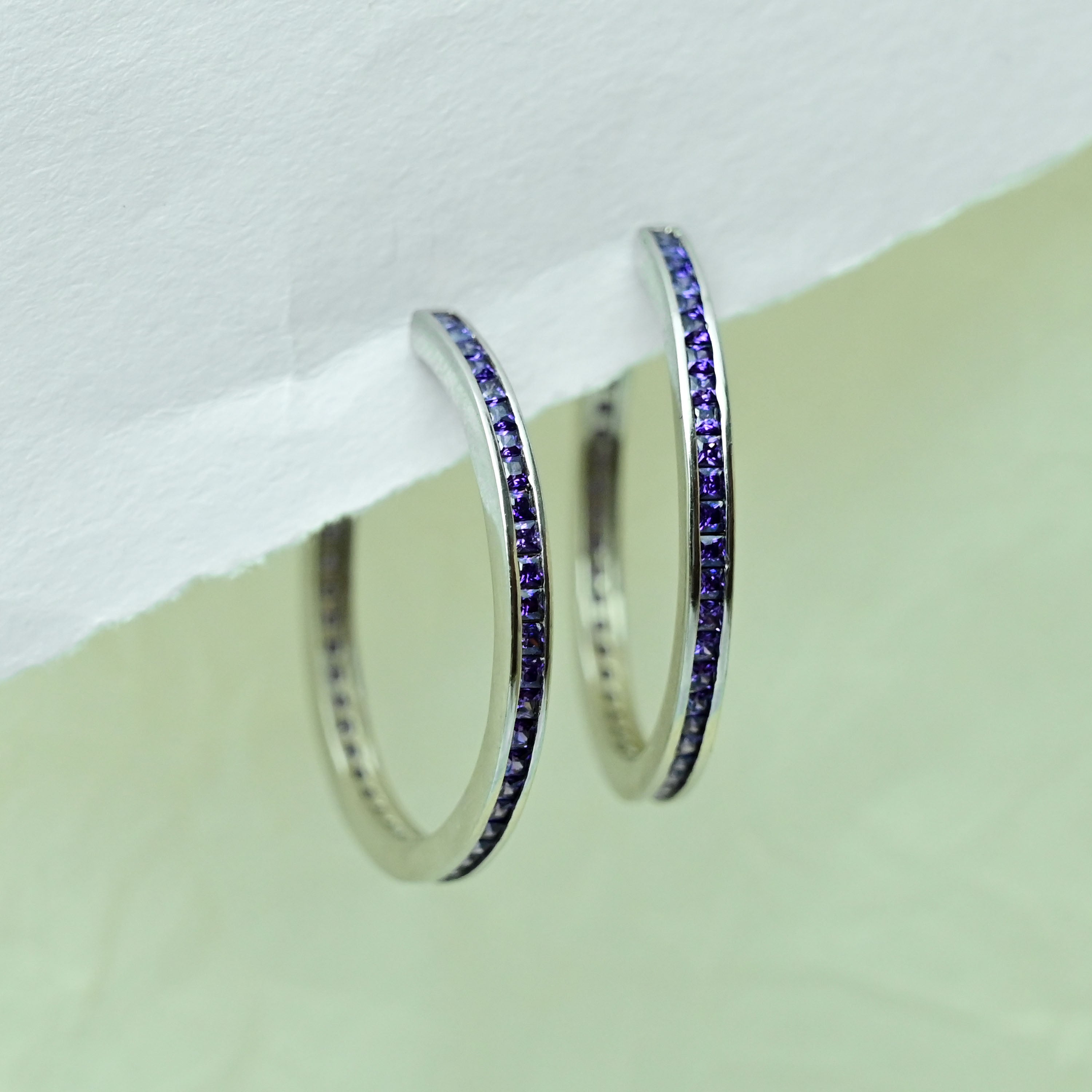 Violet Stone Hoop Earrings