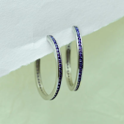 Violet Stone Hoop Earrings