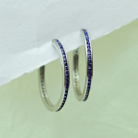 Violet Stone Hoop Earrings