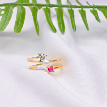 Sweetheart Pearl Stack Ring