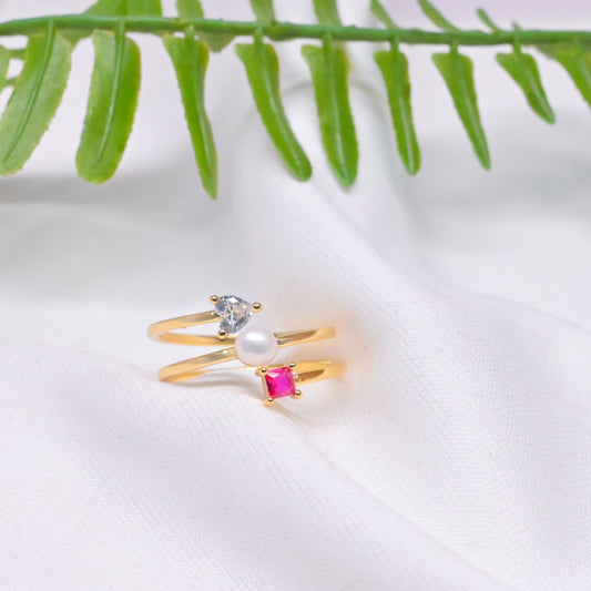 Sweetheart Pearl Stack Ring