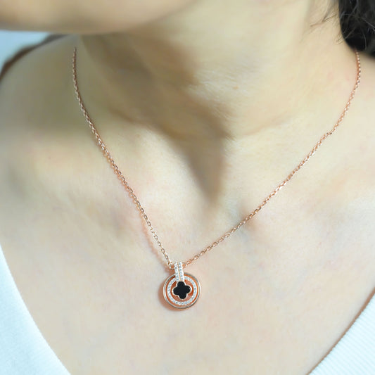 Black Clover Necklace - Rose Gold Plated