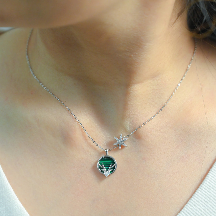 Midnight Deer Charm Necklace