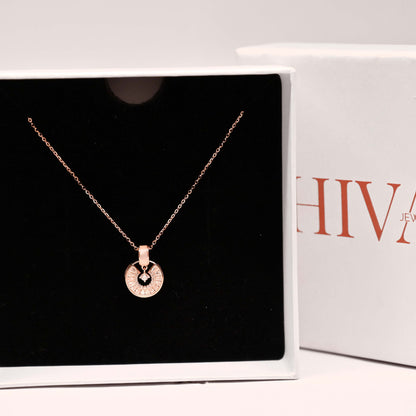 Round Charm Necklace - Rose Gold Plated