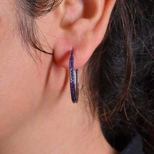 Violet Stone Hoop Earrings