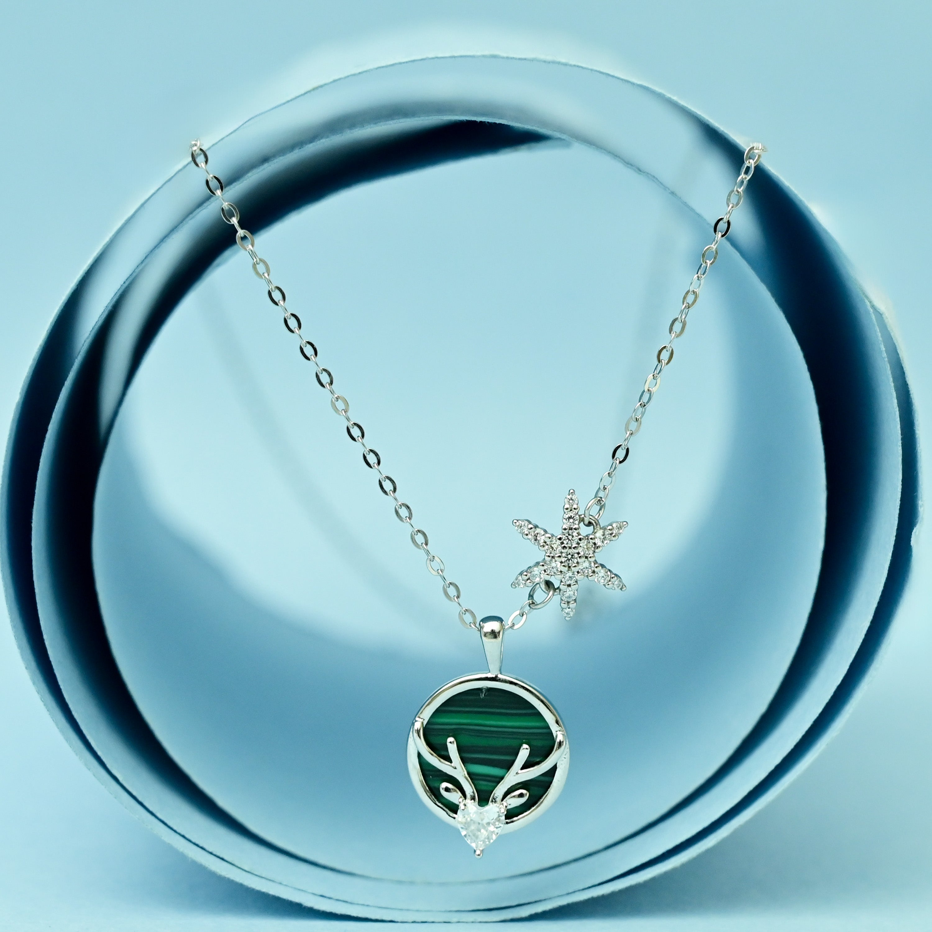 Midnight Deer Charm Necklace