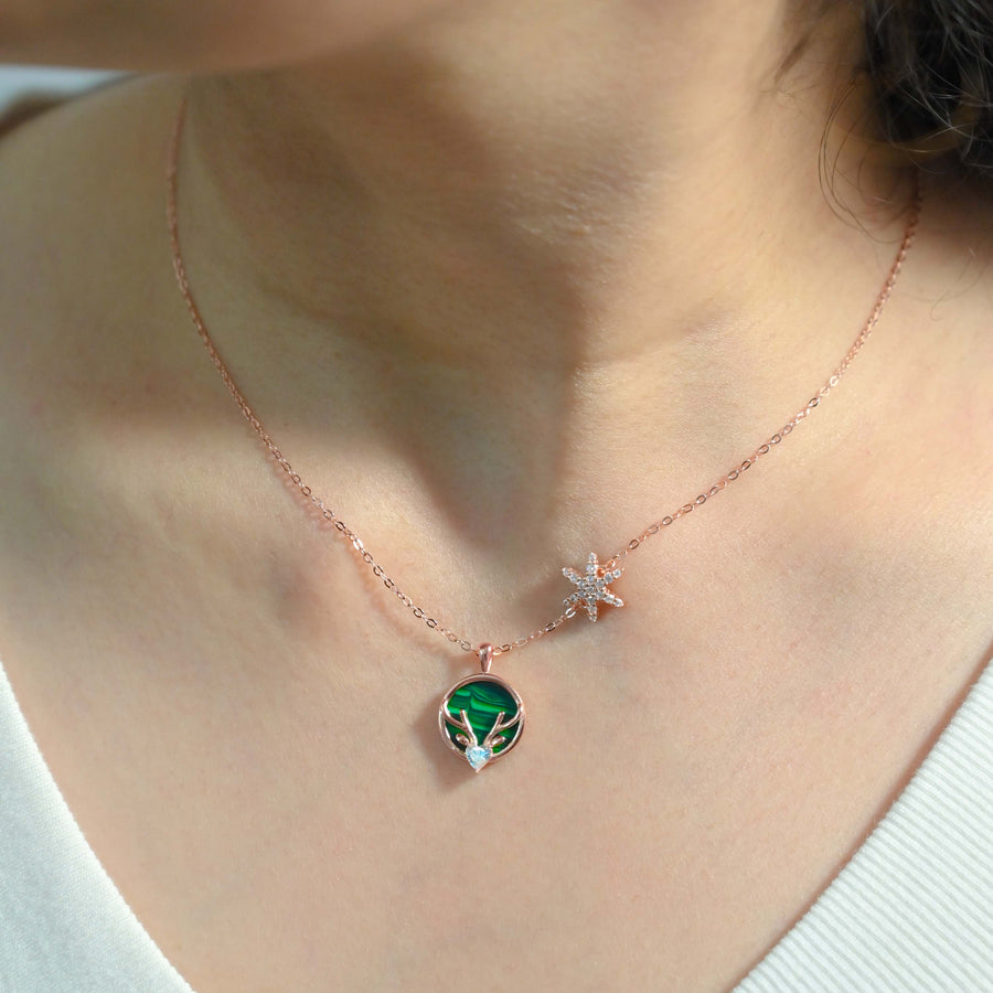 Midnight Deer Charm Necklace - Rose Gold Plated