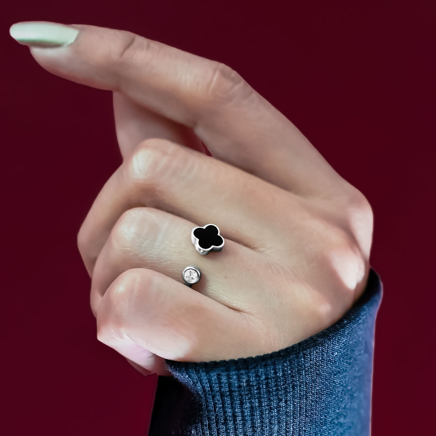 Black Petal Glow Ring