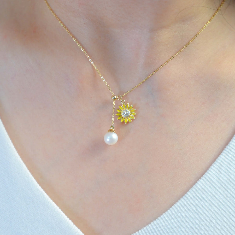 Sunflower Pearl Necklace
