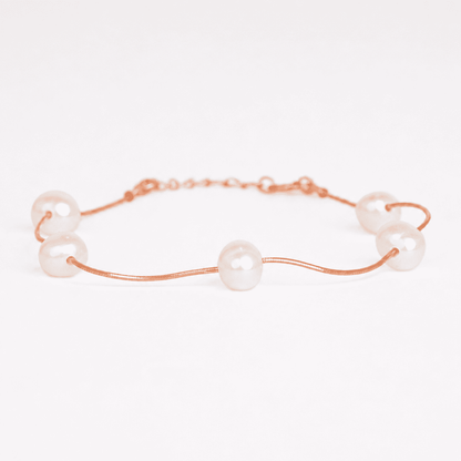 White Pearls Bracelet - Rose gold Plated