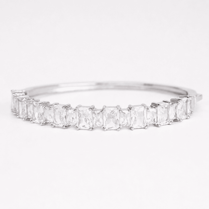 925 Silver Crystal-Set Bangle Bracelet