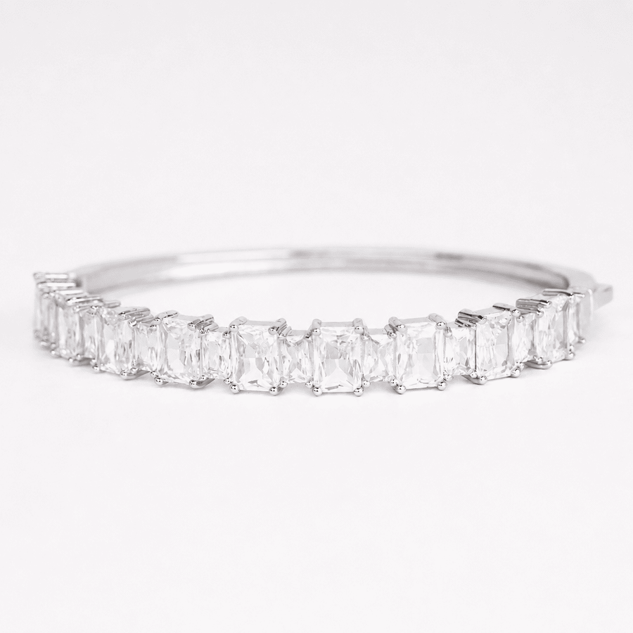 925 Silver Crystal-Set Bangle Bracelet