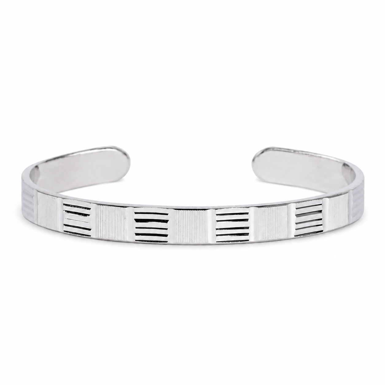 925 Silver Urban Stripes Cuff Kada