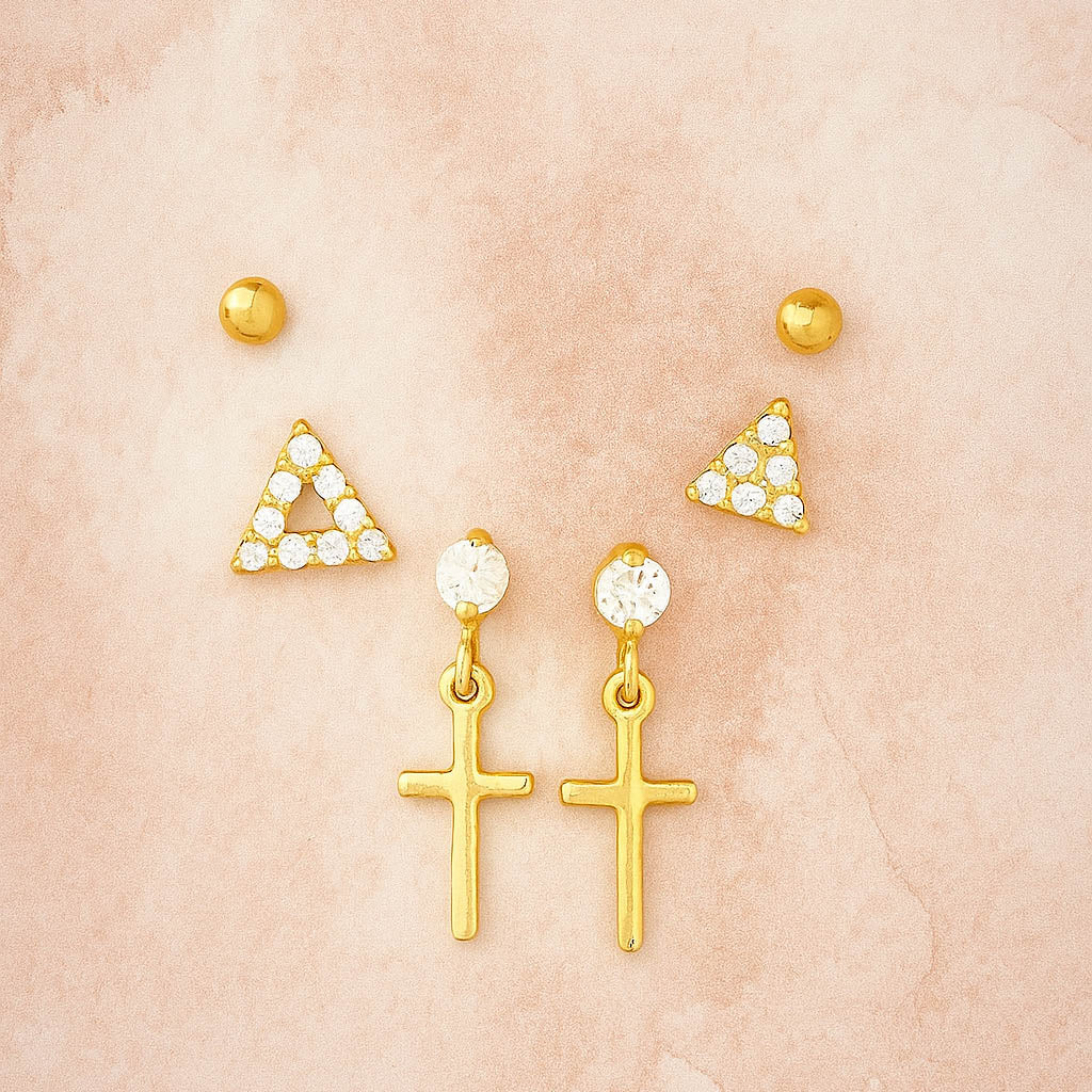 Luster Trio Cartilage Stud Earring Set